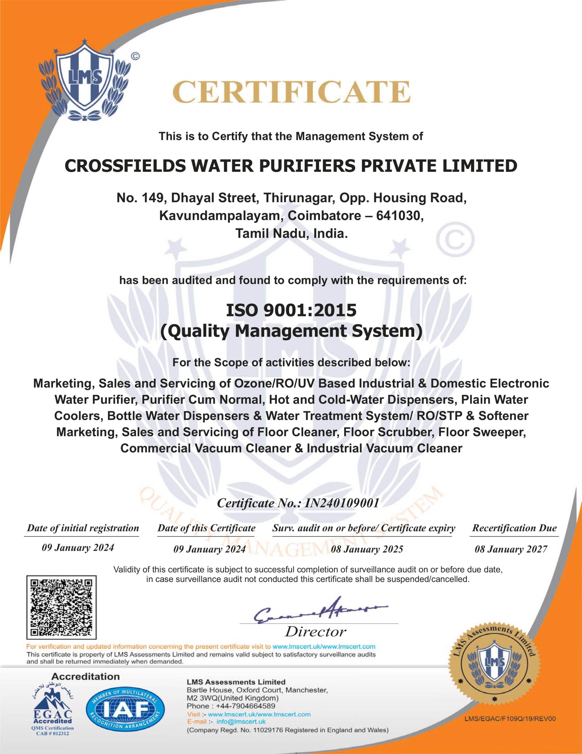 ISO certificate